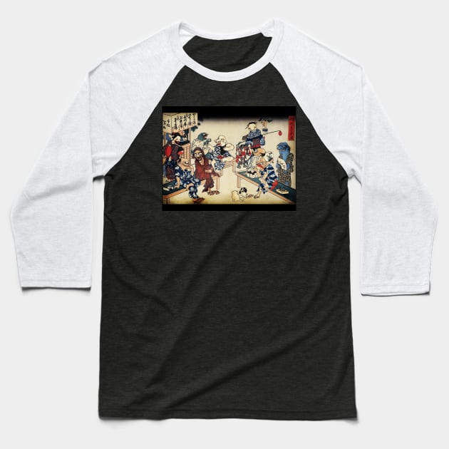 Yokai Monsters Japanese Woodcut print Baseball T-Shirt by dudepal